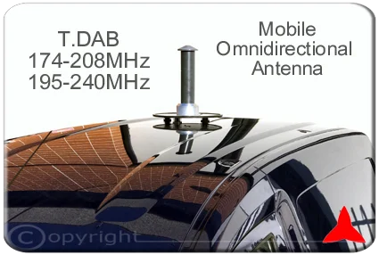 Mobile Omnidirectional antenna DAB 174-208/195-240 MHZ