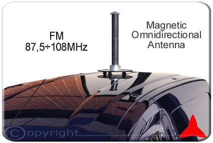 ARM2FM Omnidirectional mobile antenna with magnetic base for the FM band 87.5÷108 MHz - monitoring and measurement