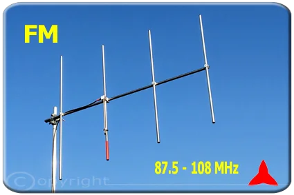 ARYCKM-B-48X NARROW-BAND FM Directional Yagi Antenna 4 elements 87 - 108 MHz 