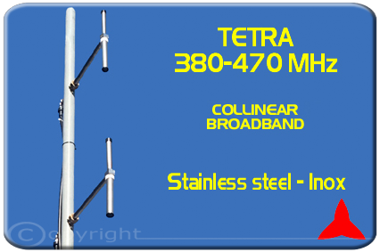 Protel Tetra COLLINEAR 2 dipoles BROADBAND  ARDU.02 380-470MHz Stainless Steel